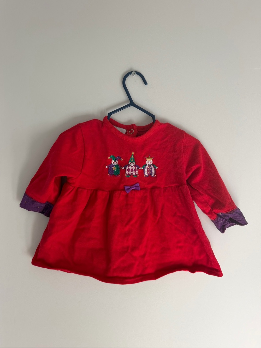 Vintage Carter's Red Long Sleeve Jester Embroidered Top 9-12M